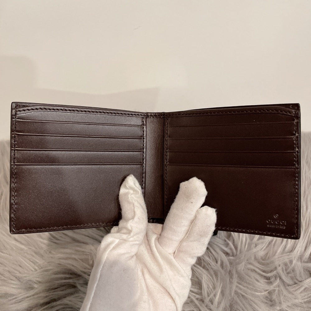 Gucci Web Brown GG Signature Bi fold Web wallet 408827 w/Box - Picture 6 of 9